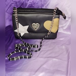 BETSEY JOHNSON star & heart black crossbody